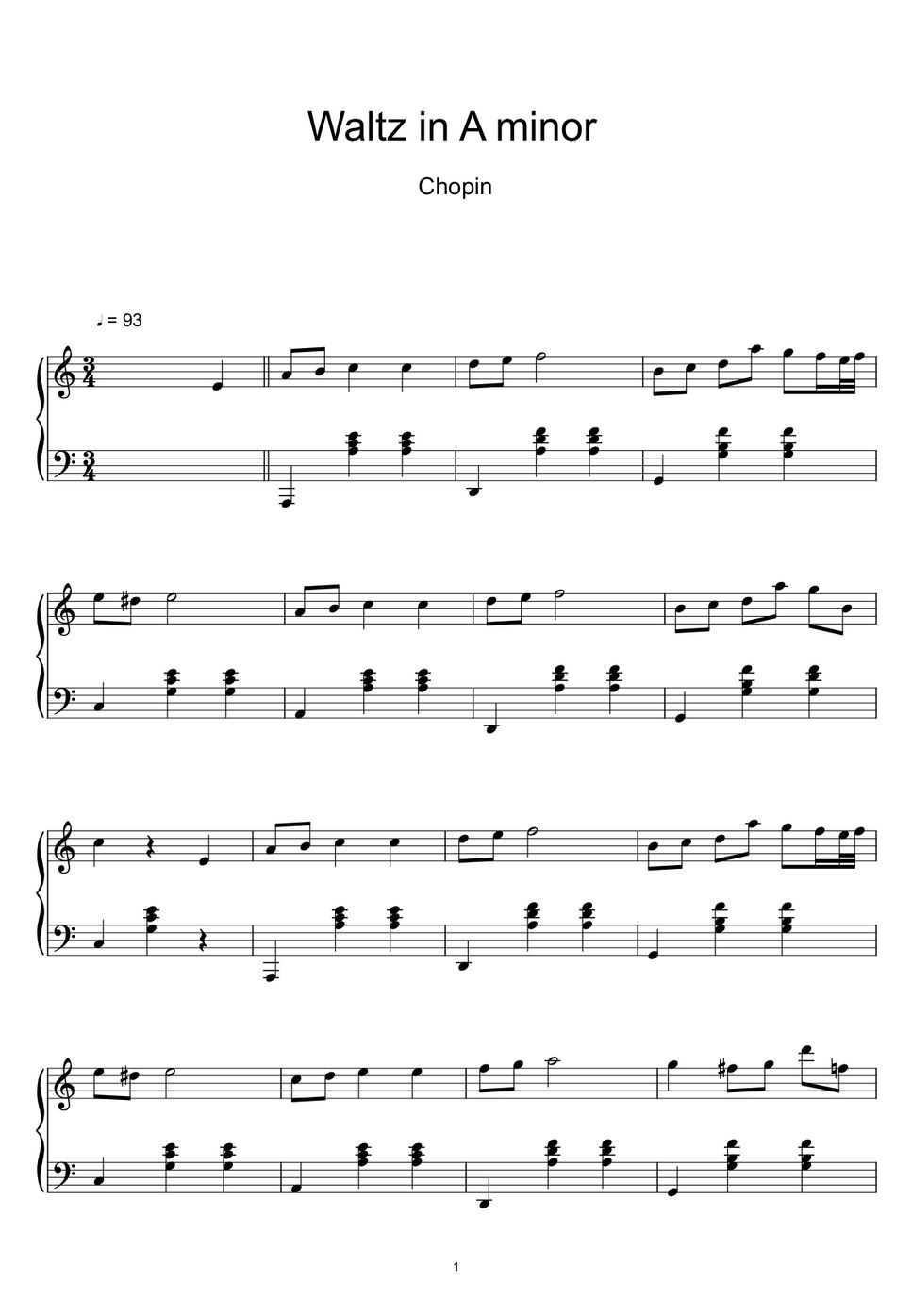 Chopin Waltz in A minor (Sheet Music, MIDI,) Sheets by sayu