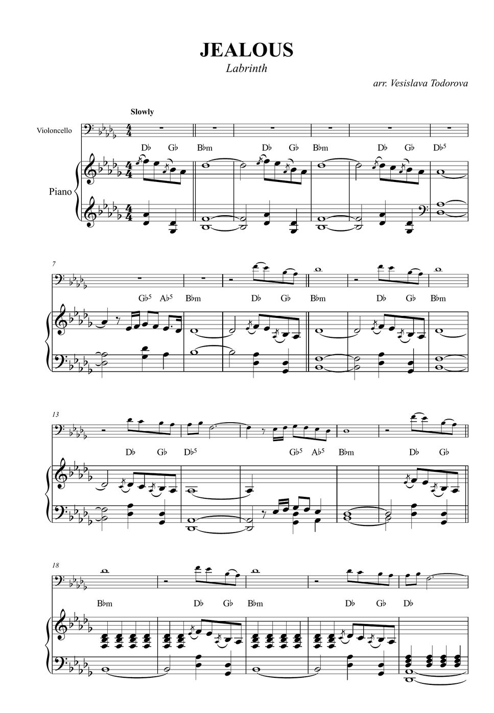 Labrinth Jealous (Piano & Cello) Sheet by Vesislava Todorova