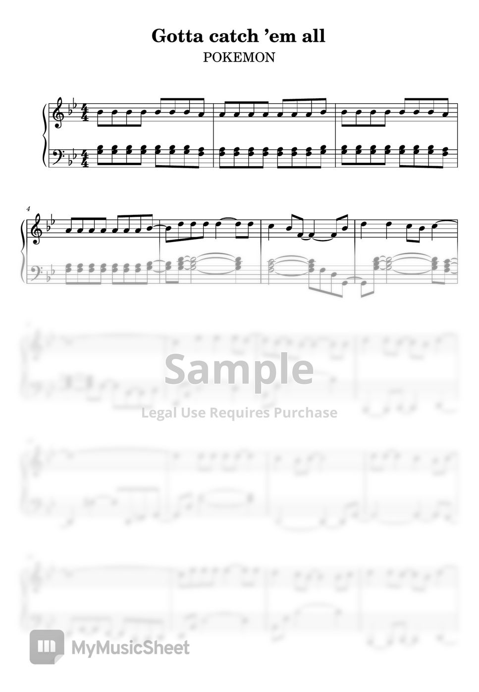 Pokémon Gotta catch ’em all (EASY) 樂譜 by Piano Go Life