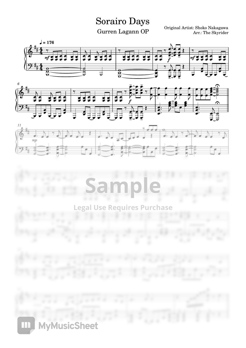 Shoko Nakagawa Sorairo Days Gurren Lagann OP Sheets by The Skyrider