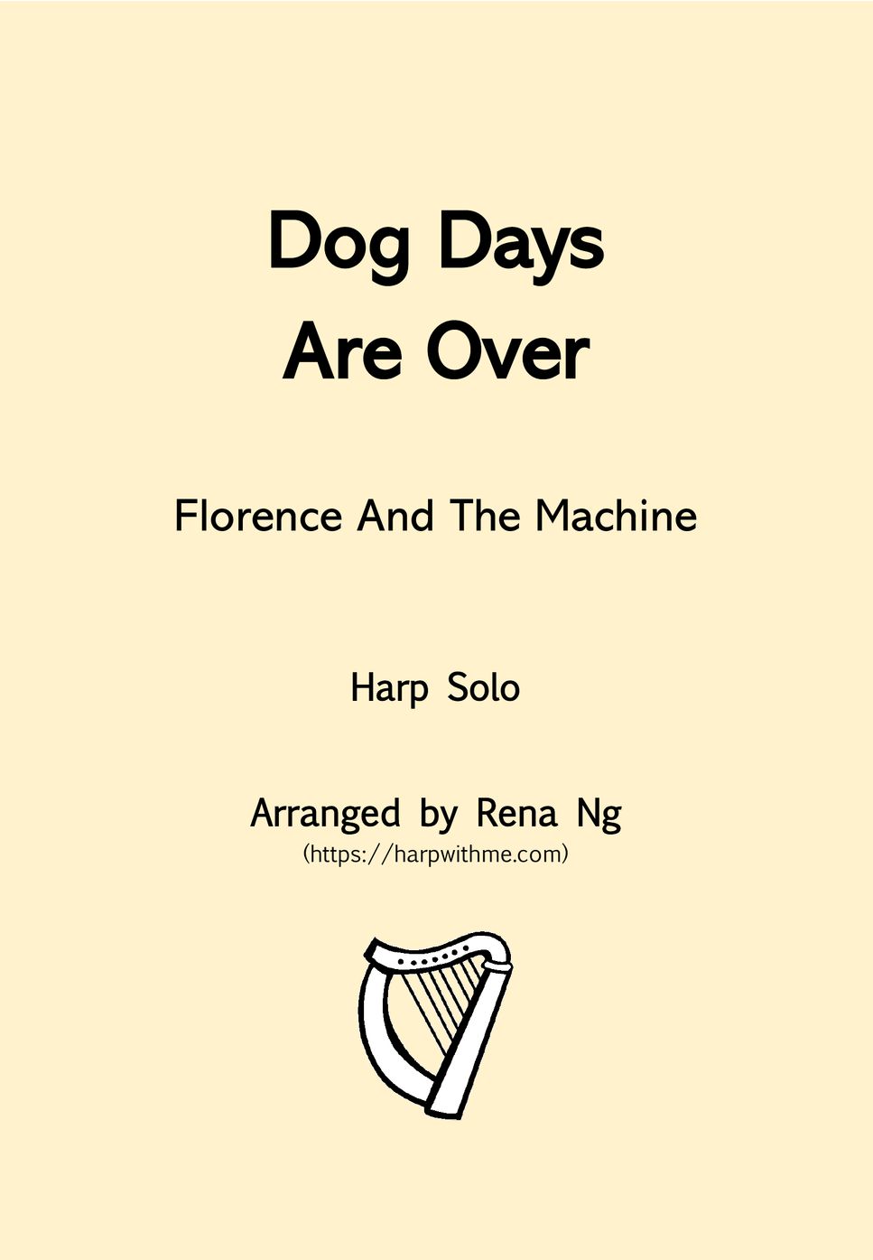 Florence and the Machine Dog Days Are Over (Harp Solo) Intermediate Sheet by Harp With Me