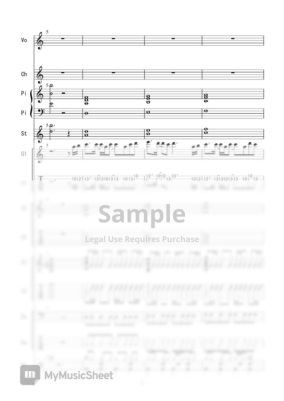 藍井エイル アイリス (バンドスコア) Tab + 단선 악보 by 二次元楽譜製作所