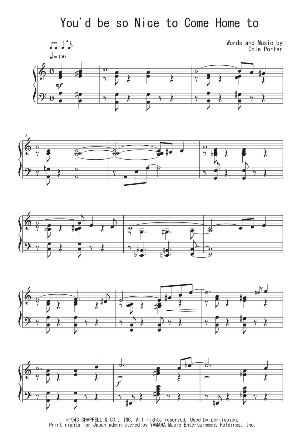 【再入荷】 You'd - コール・ポーター Be by 楽譜 to Home Come to Nice So アート・デザイン・音楽