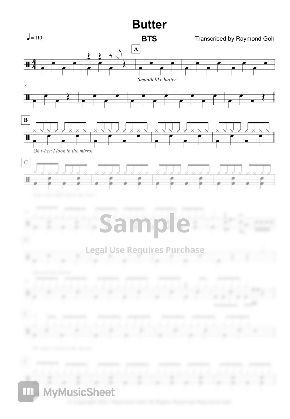 BTS Butter Notenblatt by Raymond Goh