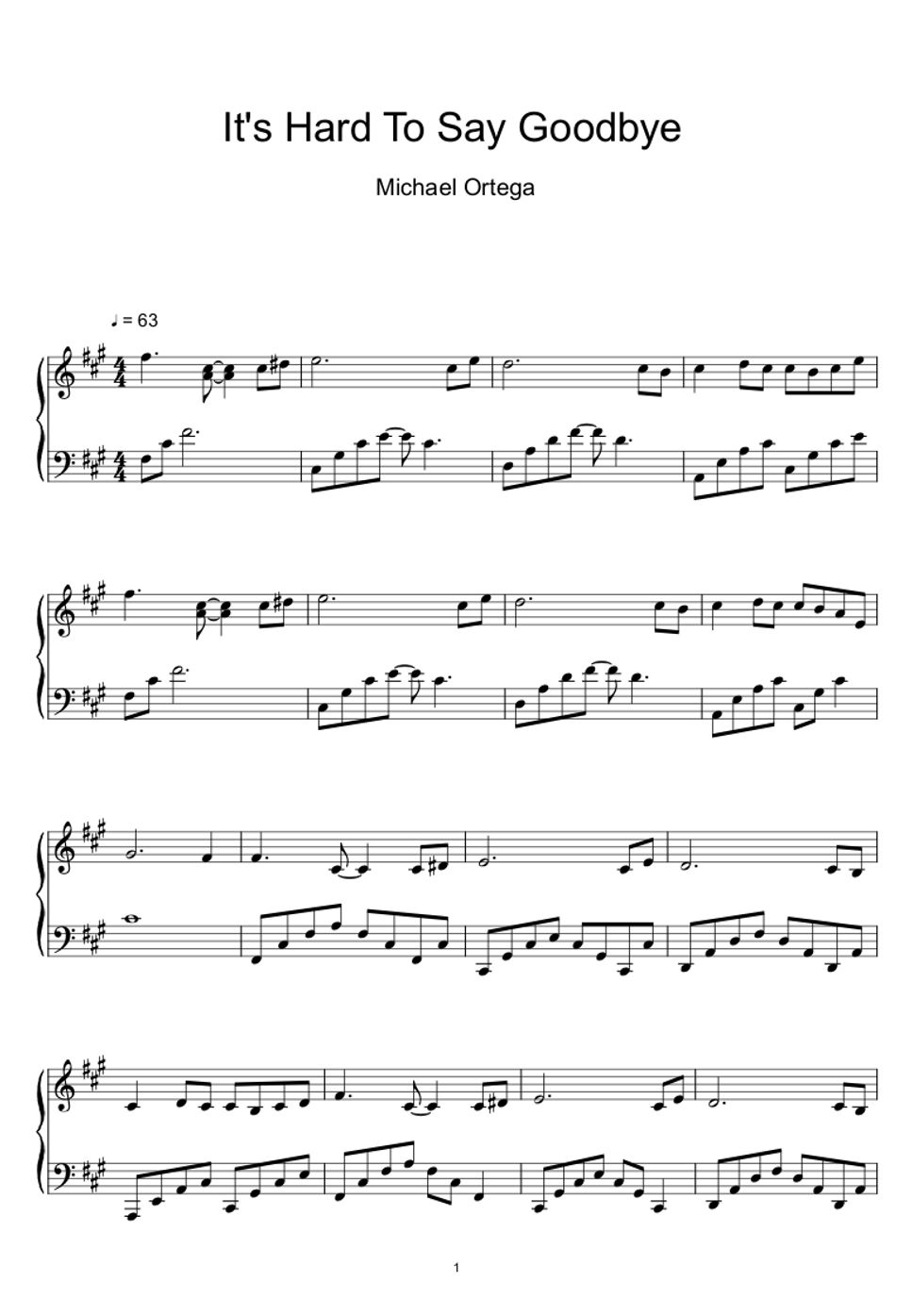 Michael Ortega - It's Hard To Say Goodbye (Sheet Music, MIDI,) by sayu