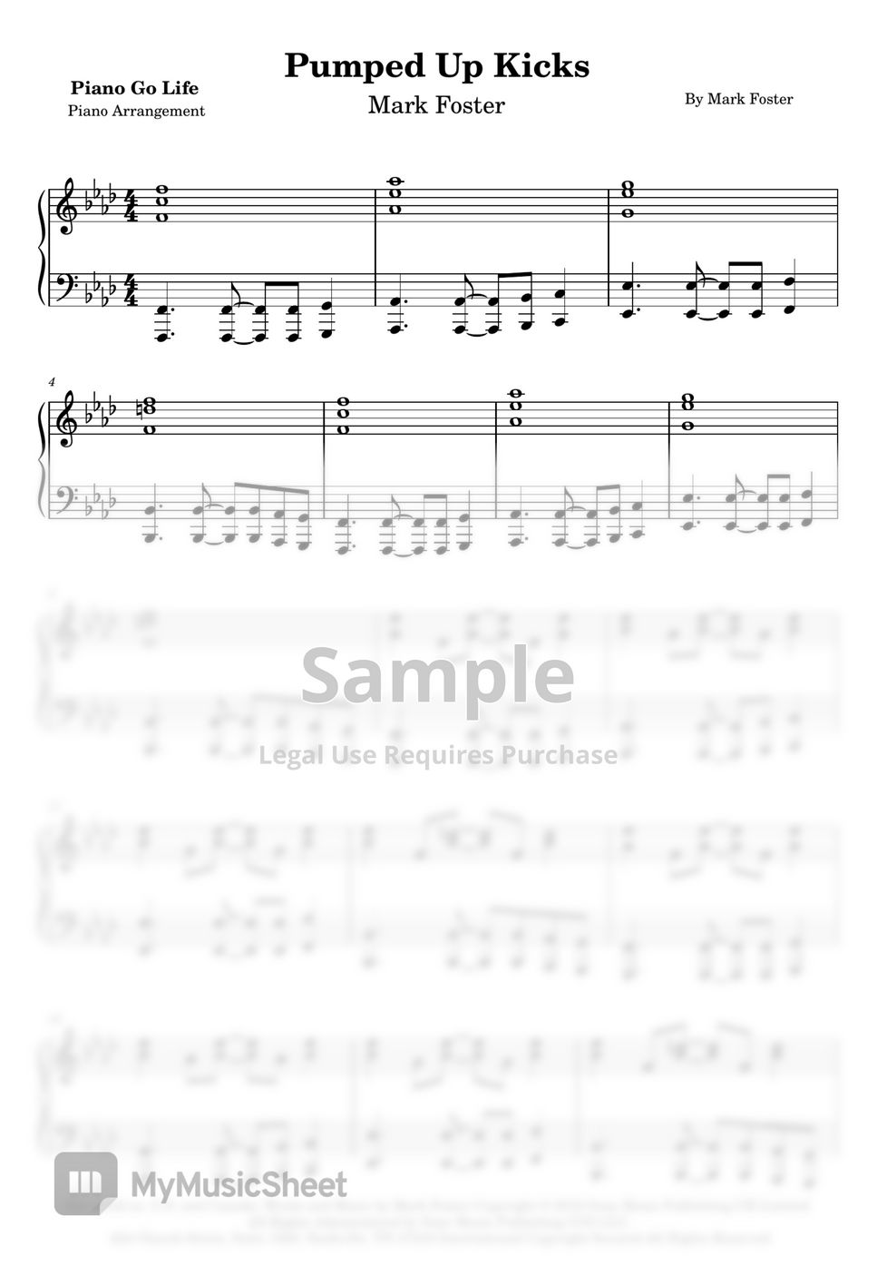 Foster The People Pumped Up Kicks Deutsch Foster The People - Pumped Up Kicks Sheet by Piano Go Life