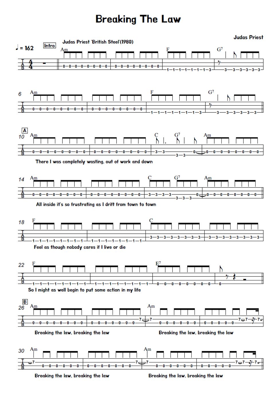 Judas Priest - Breaking The Law Sheets by 김미(Kimme)