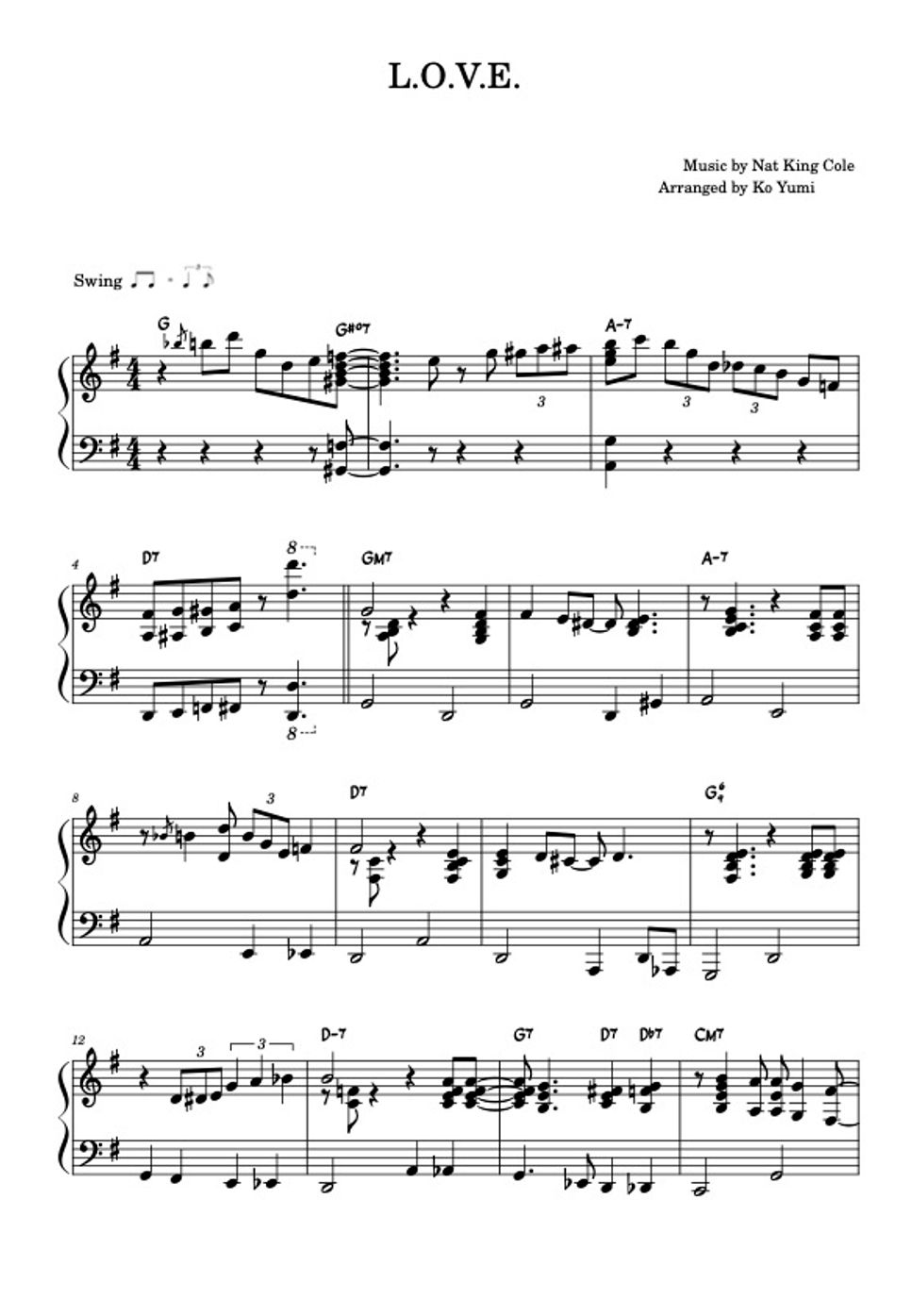 Nat King Cole - L.O.V.E. (Jazz Solo Piano) by KoYumi Music