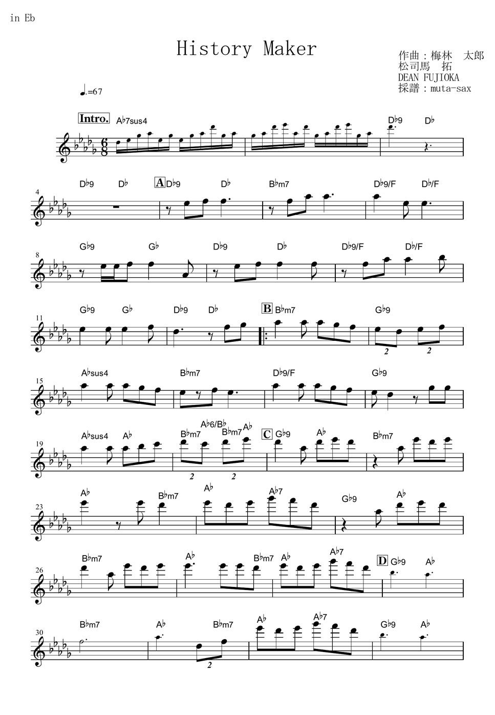 Yuri!!! On ICE History Maker (in Eb) Notenblatt