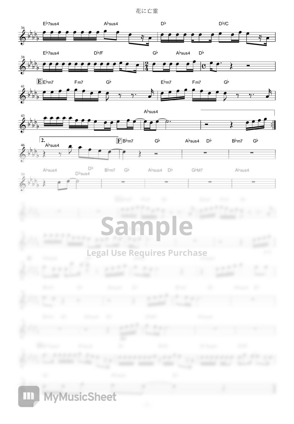 A Whisker Away Hana ni Bourei (in Eb) Sheet