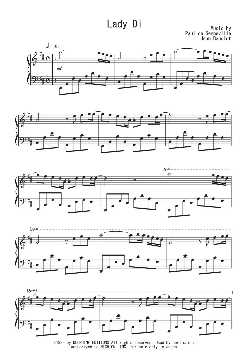 リチャード・クレイダーマン - Lady Di ピアノ楽譜PDF | Peony | Kokomu