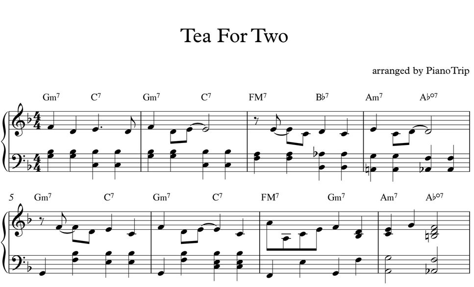 Vincent Youmans Tea for two (솔로피아노 ver.) Partitura by PianoTrip
