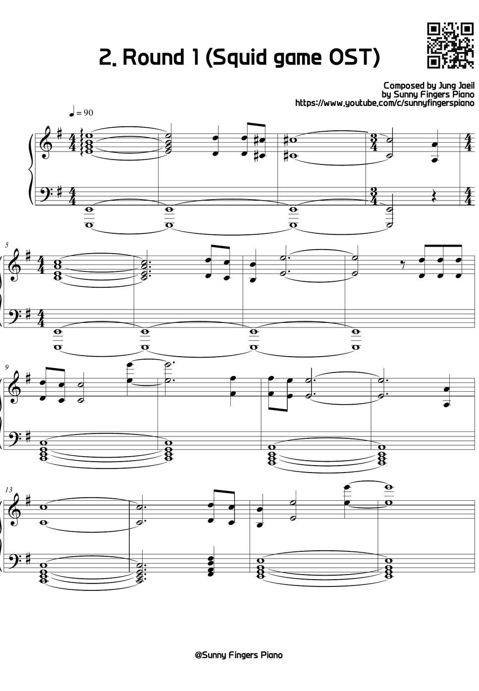 Squid game ost bgm 2 round 1 series by sunny fingers piano