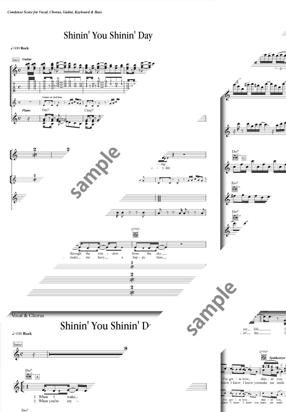 Char - Shinin' You Shinin' Day - Char（バンド用コンデンス・スコア/エレピ＆ギターソロ完全コピー譜/ボーカル譜・歌詞付き） (バンド用コンデンススコア) by ebony-ivory