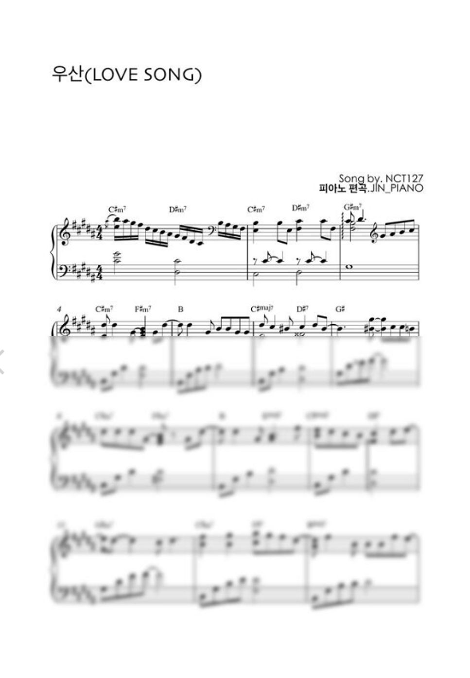 Nct127 piano solo sheets by jin piano