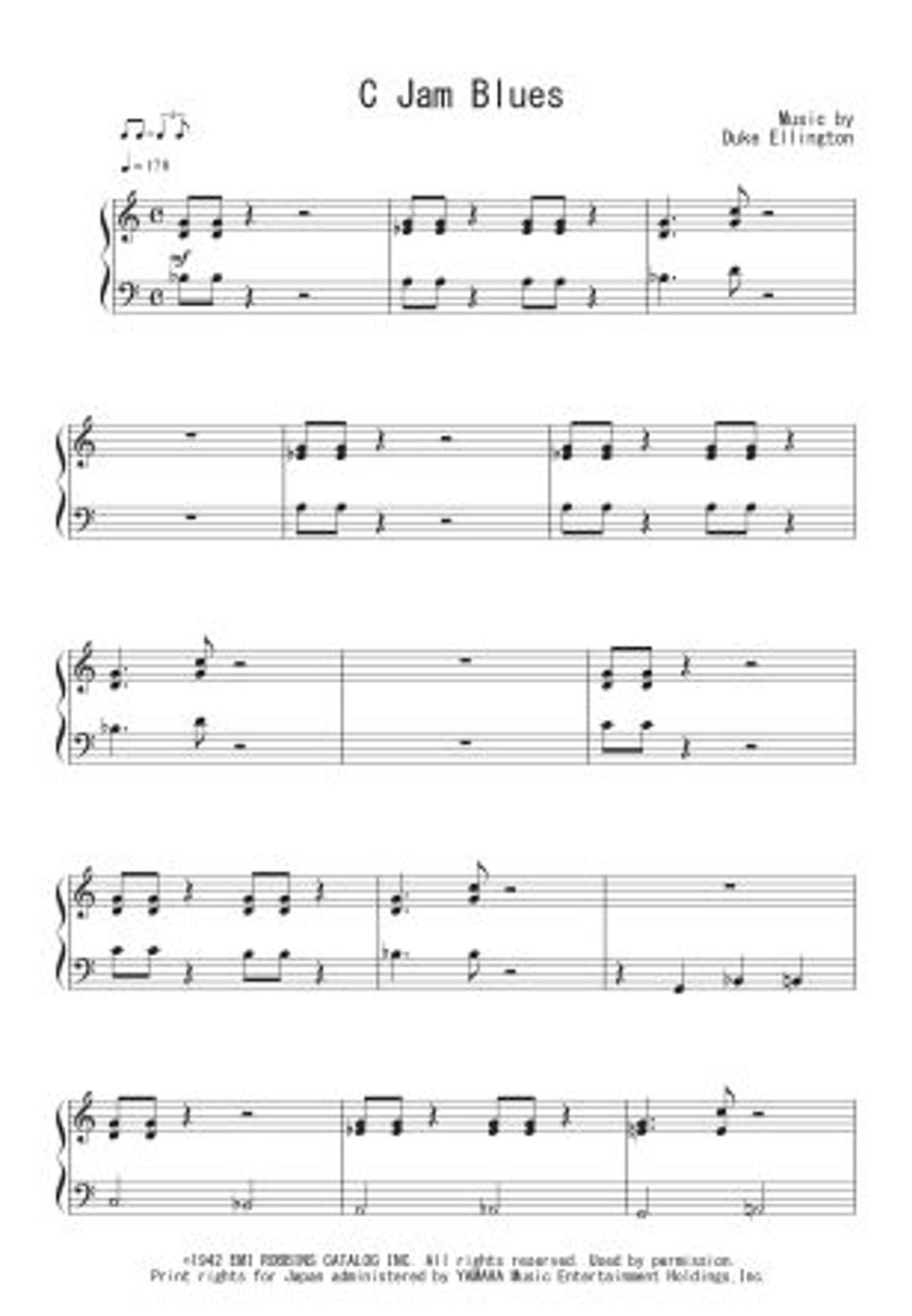デューク・エリントン - C Jam Blues ピアノ楽譜PDF | Peony | Kokomu