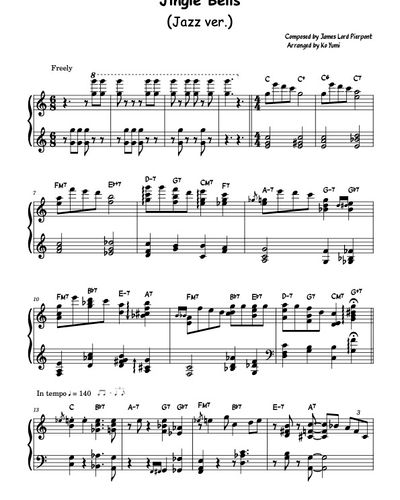 carol - Jingle Bells (Jazz Ver.) ピアノ楽譜PDF | KoYumi Music
