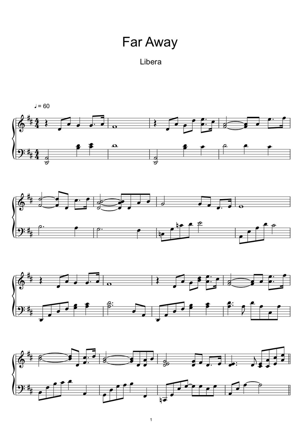 Libera - Far Away (Sheet Music, MIDI,) by sayu