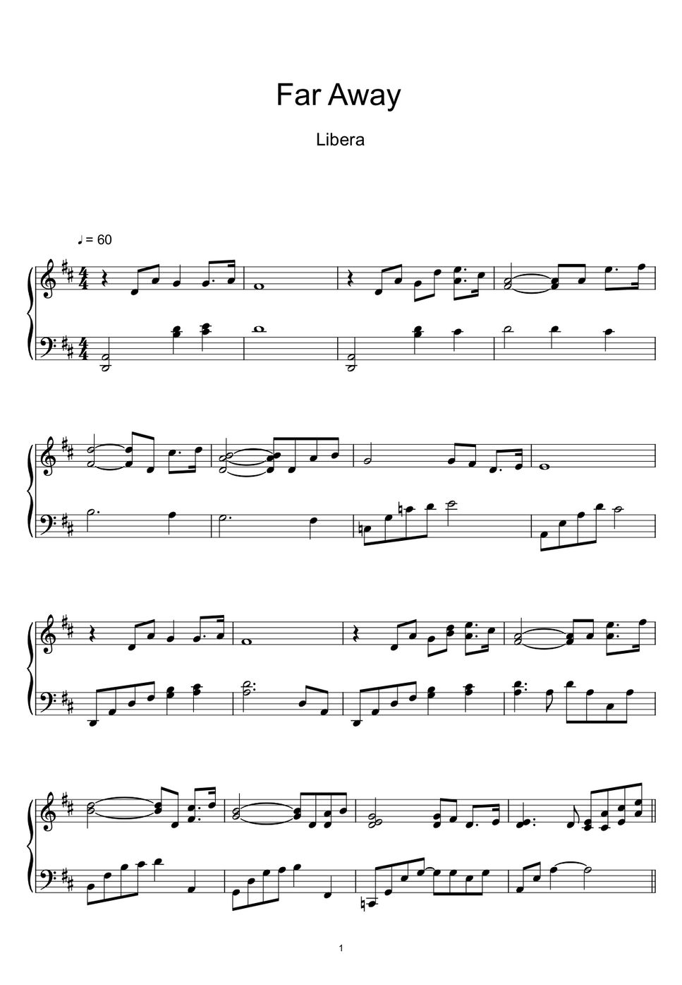 Libera Far Away Sheet Music MIDI by sayu