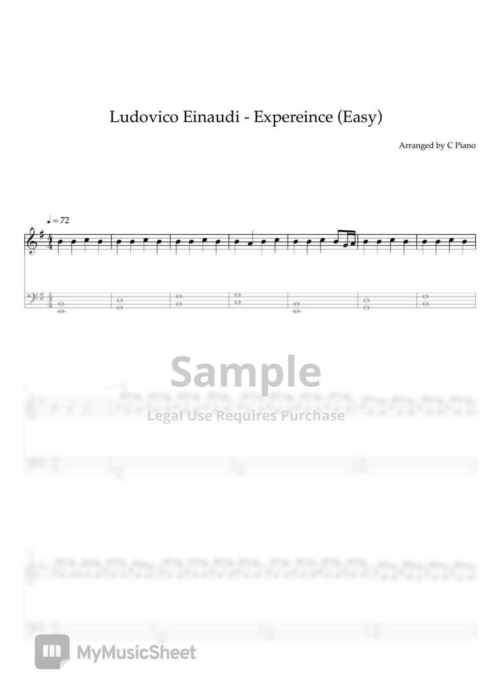 Ludovico Einaudi Experience (Easy Version) Partitura by C Piano