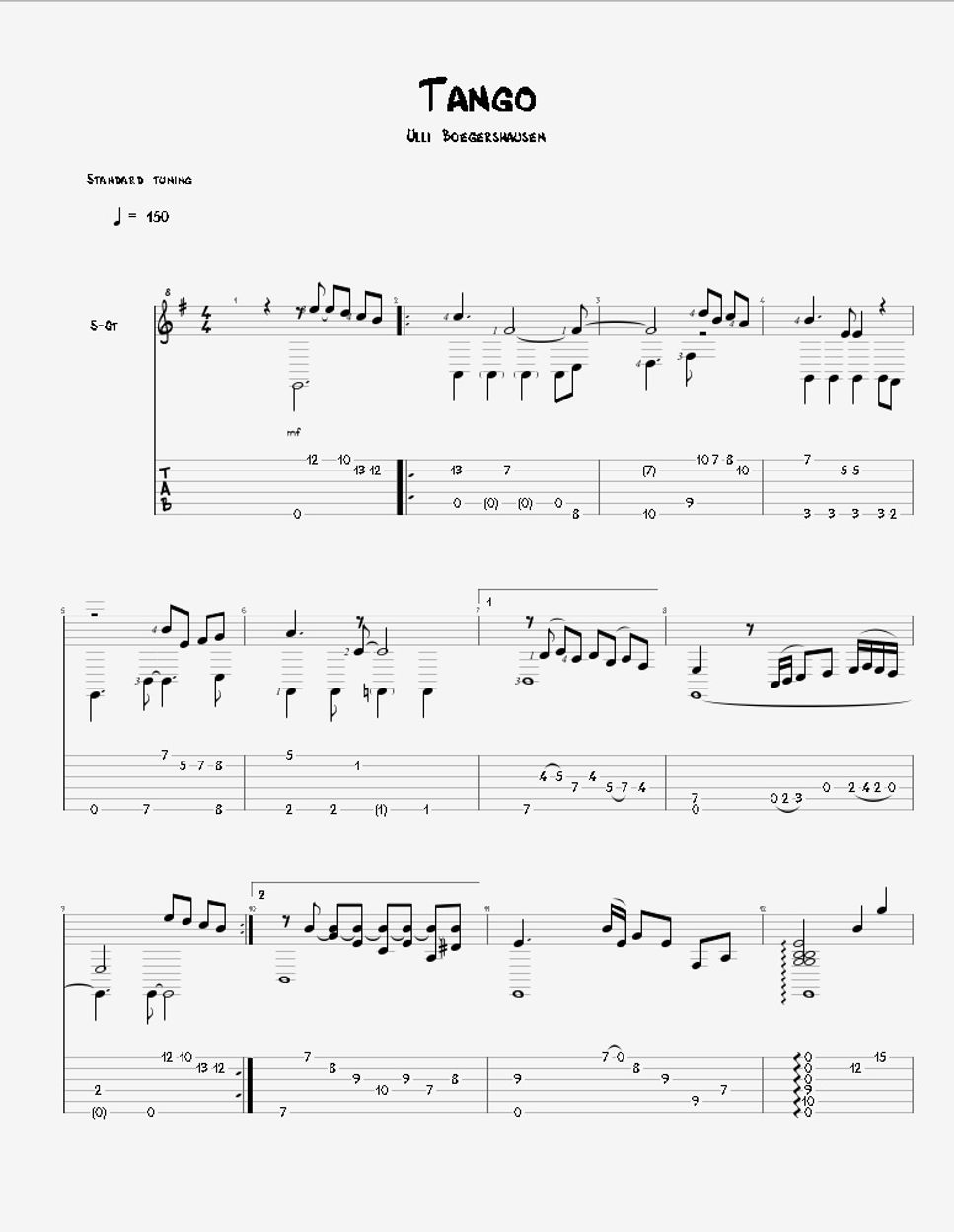 Heitor Villa-Lobos - Tristorosa Tab + 1staff by 「Agape Guitar」