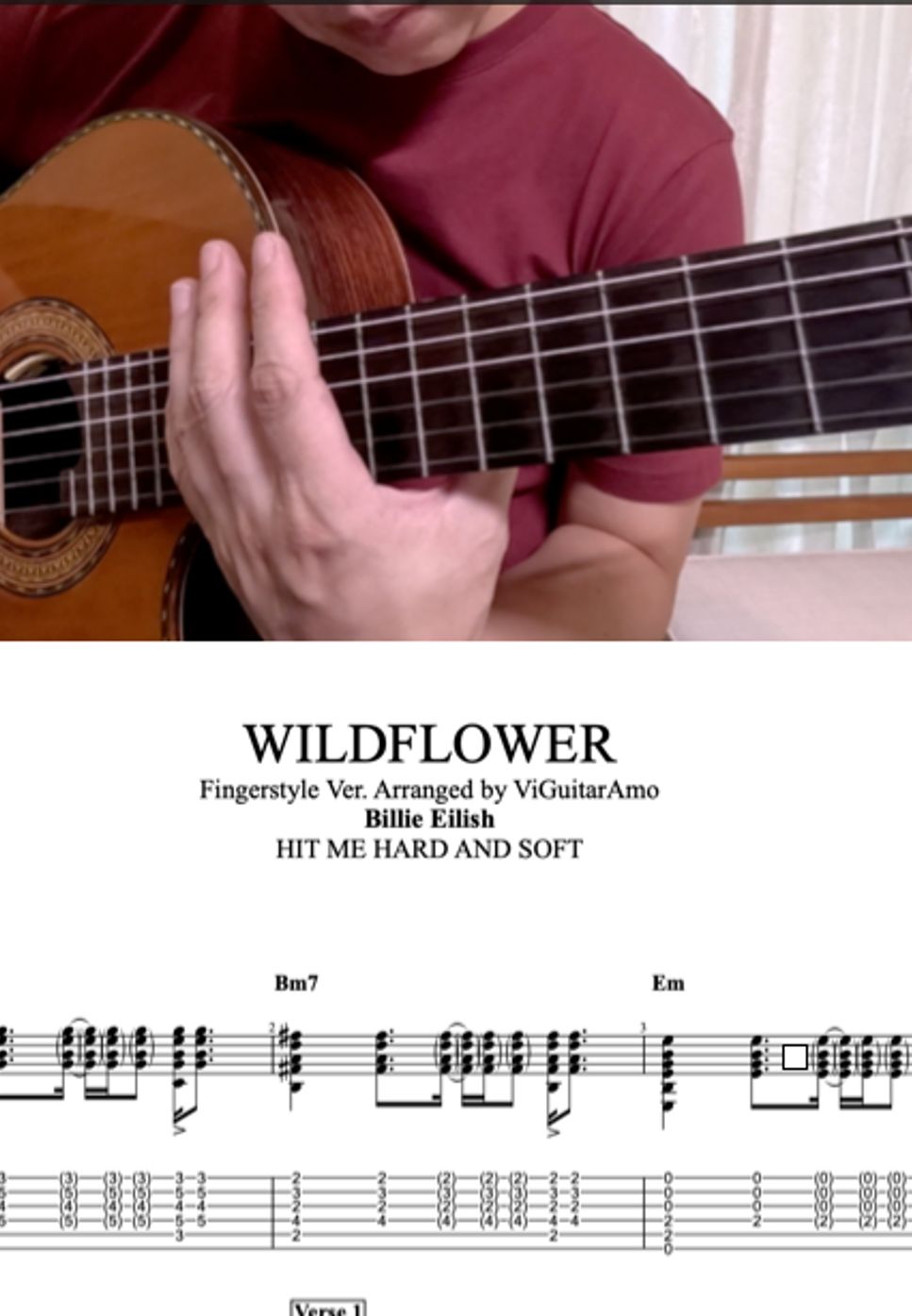 Billie Eilish - WILDFLOWER (Finger-Style Cover) Sheet Music