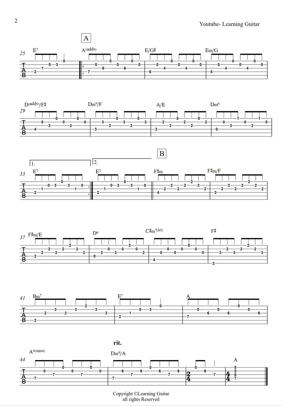 Bread - IF (Rhythm Guitar) (Rhythm guitar TAB) by Learning Guitar
