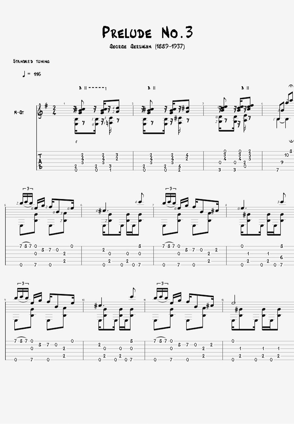 Gershwin Prelude No.3 Sheets by 「Agape Guitar」