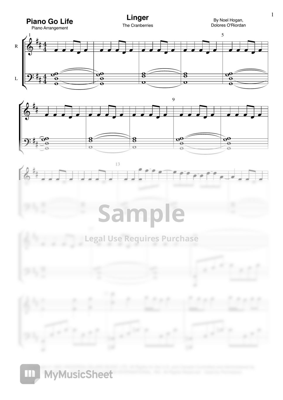 The Cranberries Linger Nuty by Piano Go Life