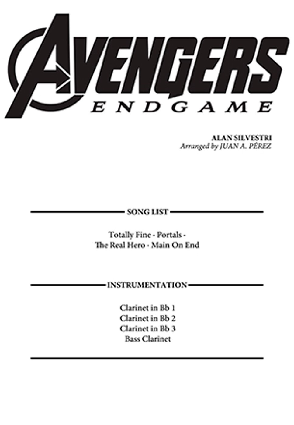 Alan Silvestri - Avengers: Endgame (Clarinet Quartet) by Juan A. Pérez