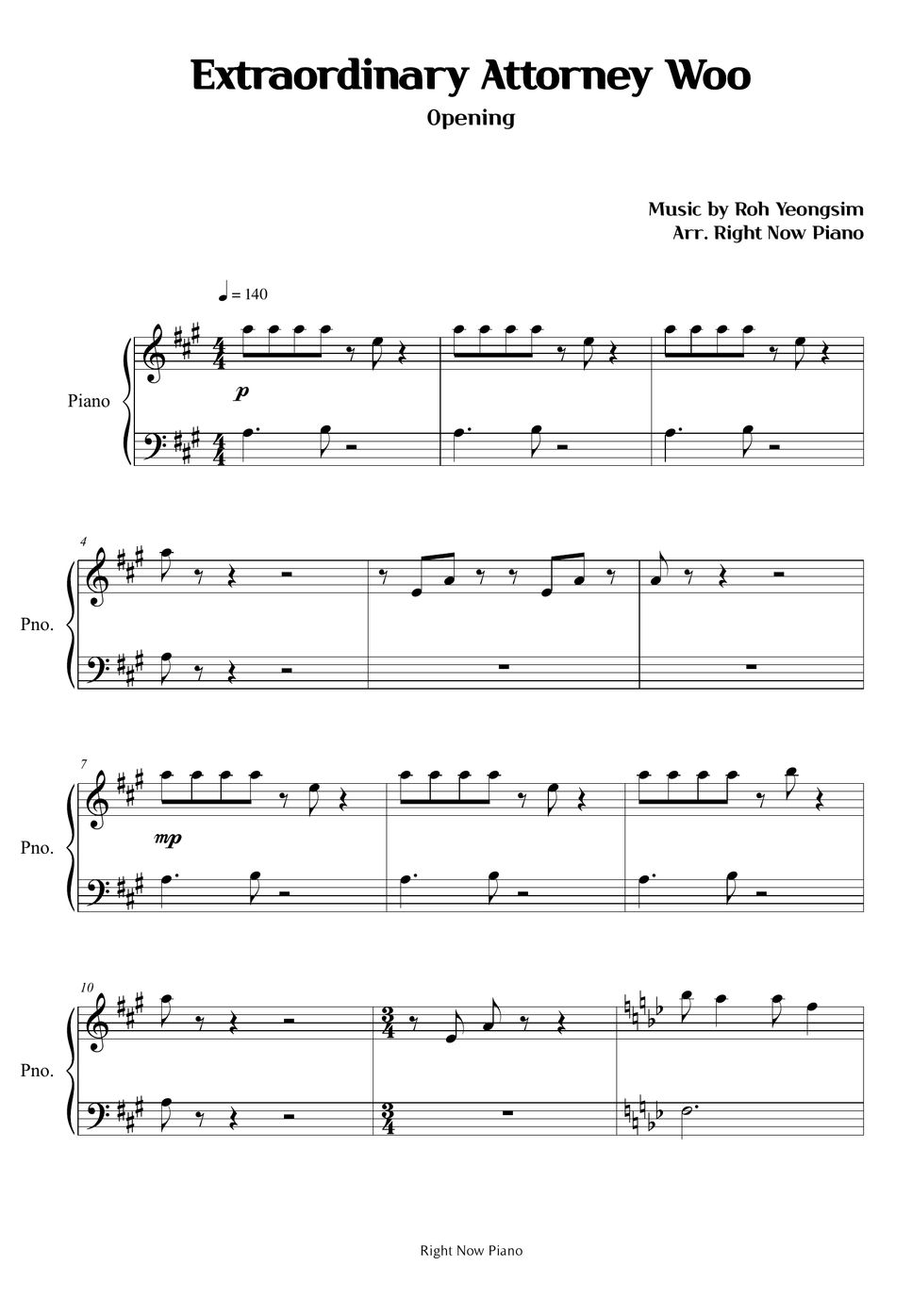 Extraordinary Attorney Woo Opening Sheet by Right Now Piano