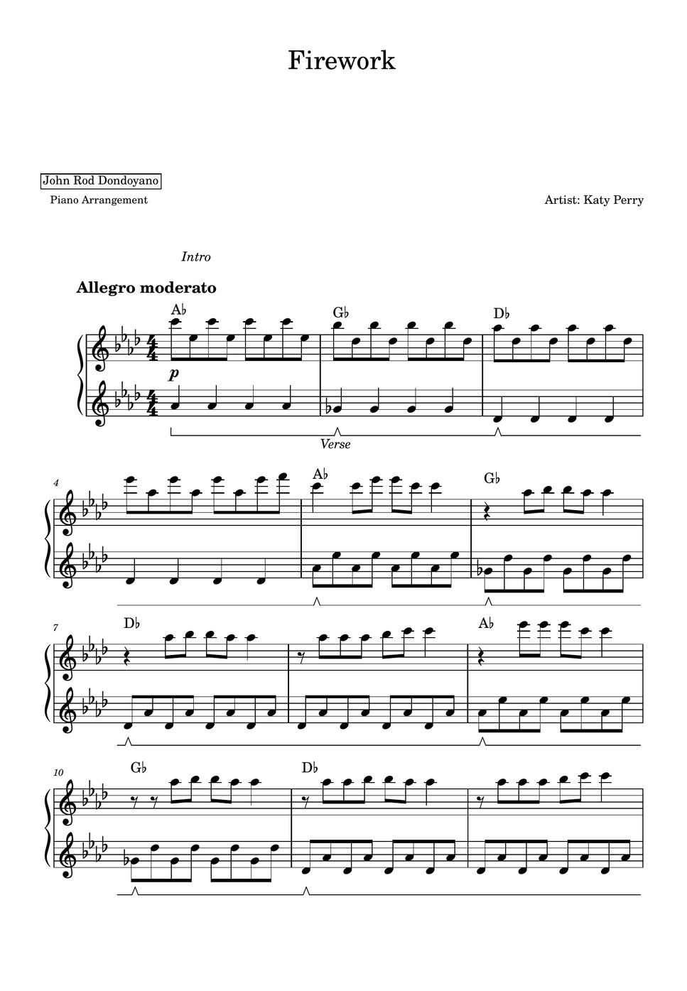 Katy Perry Firework Piano Sheet Sheet By John Rod Dondoyano 