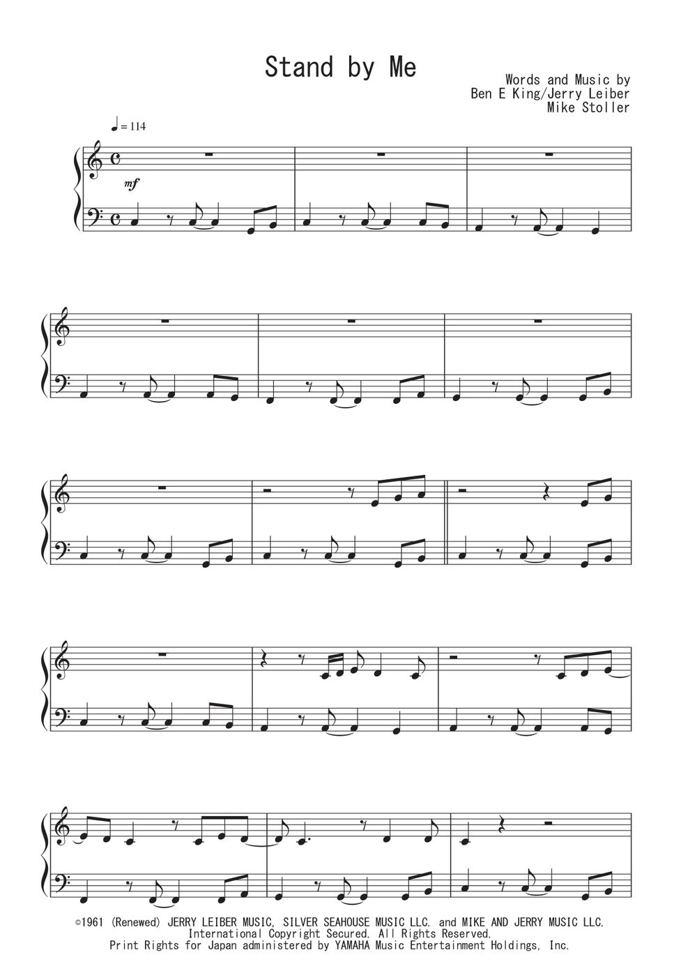 映画『スタンド・バイ・ミー』OST Stand by Me 楽譜 by Peony