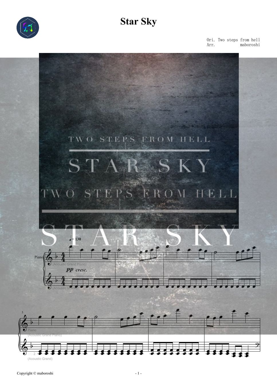 Two Steps From Hell Star Sky Piano Sheet Sheets By Maboroshi