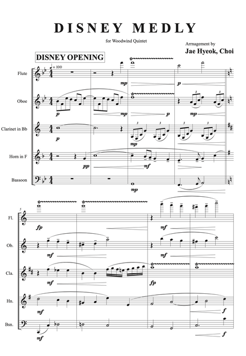 Disney Medly for Woodwind Quintet