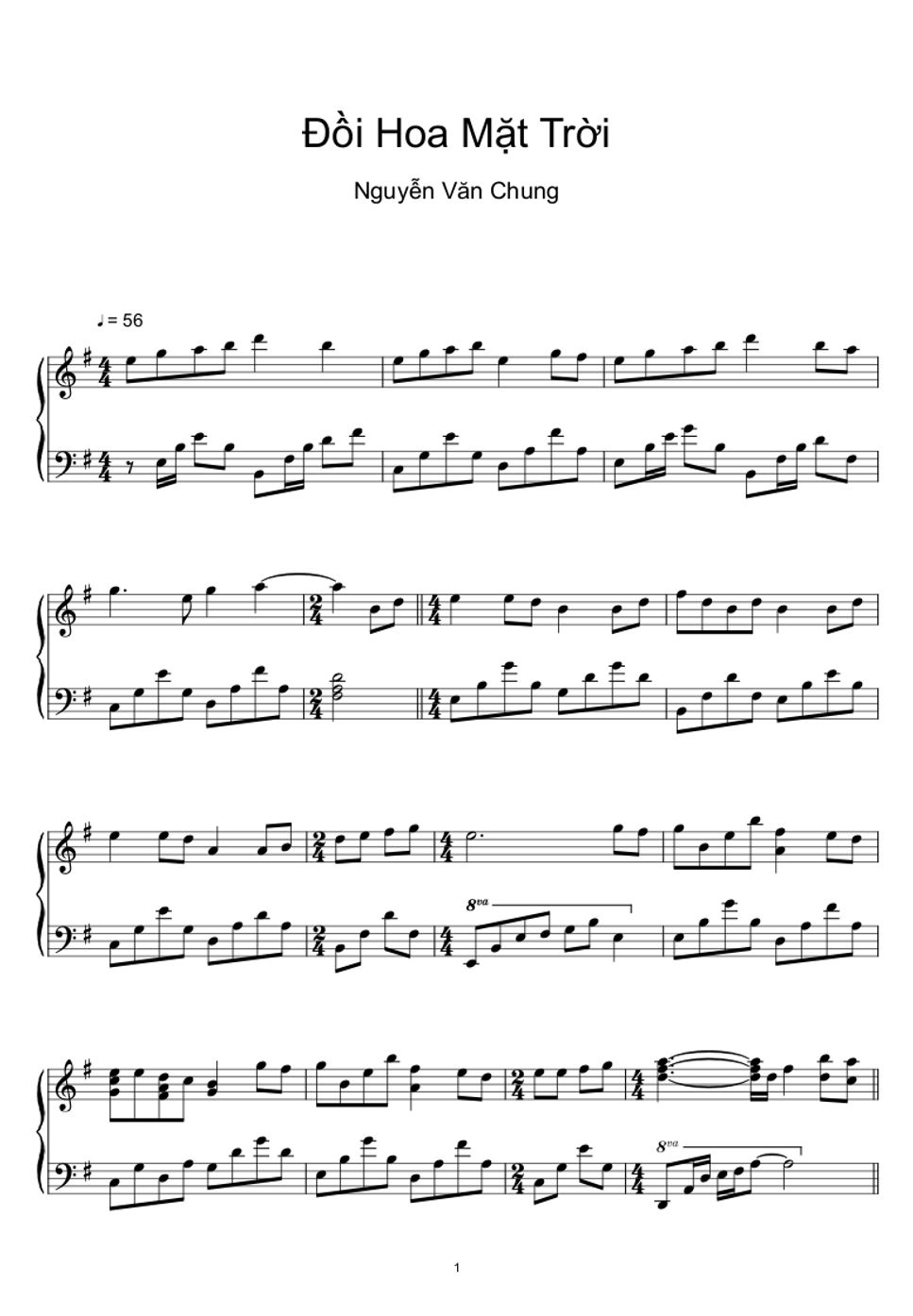 Nguyễn Văn Chung - ĐỒI HOA MẶT TRỜI【Normal level】 (Sheet Music, MIDI,) by sayu