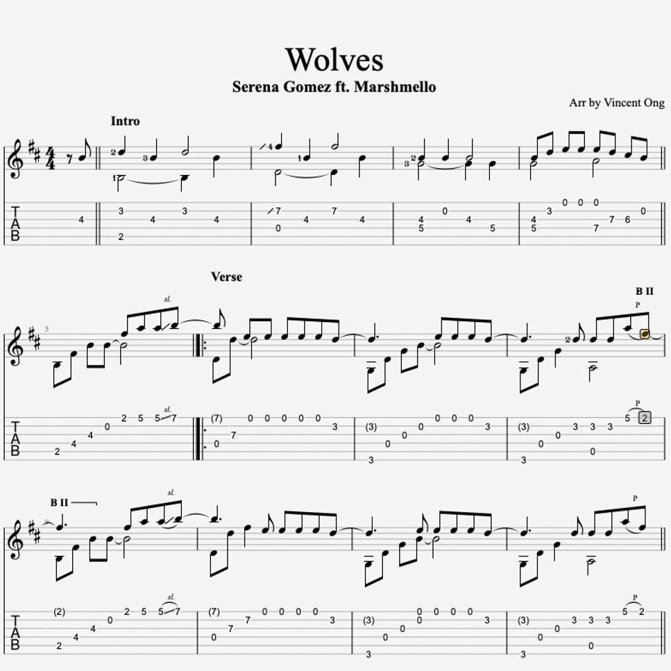 Selena Gomez - Wolves (Guitar Fingerstyle) by Vincent Ong