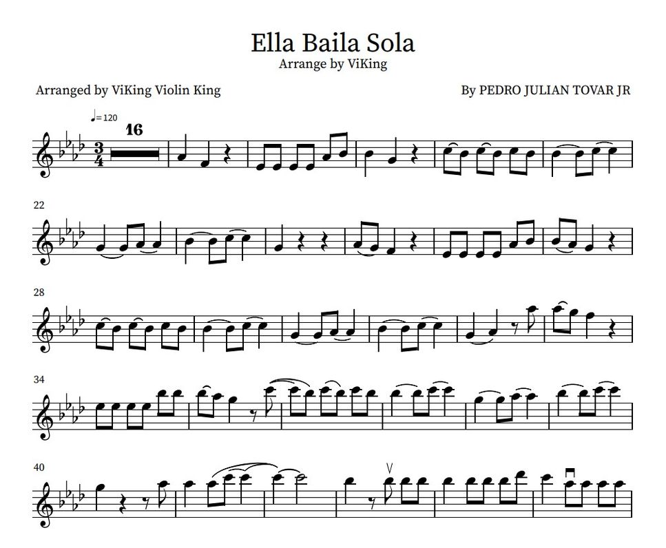 Peso Pluma Ella Baila Sola Partition musicale by ViKing Violin King