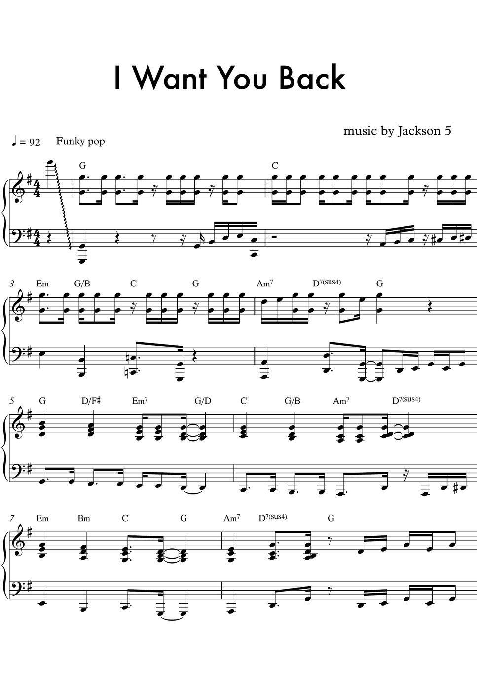 Jackson 5 I Want You Back Sheet by MIWHA