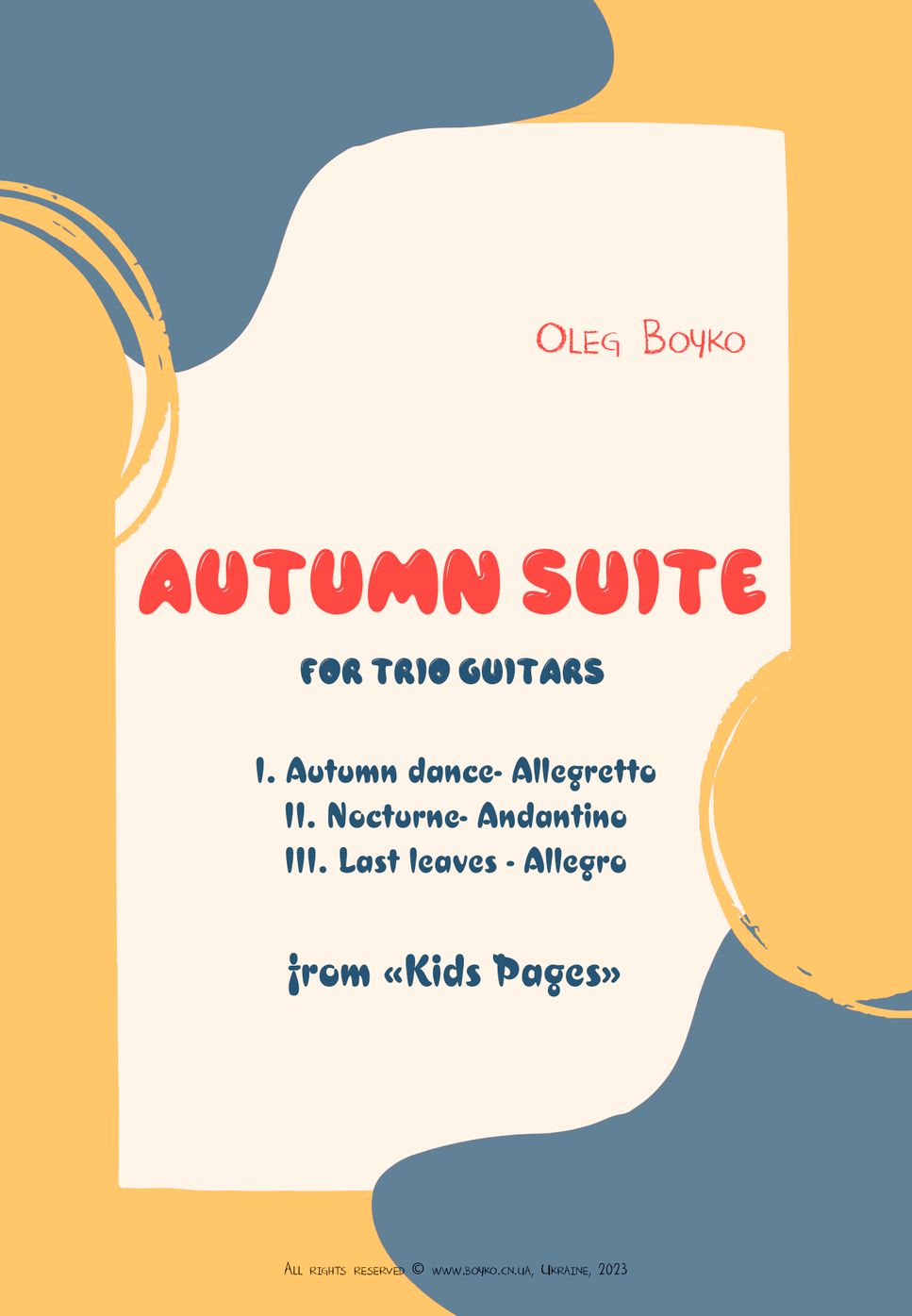 Autumn suite for trio guitars from "Kids Pages" by Oleg Boyko