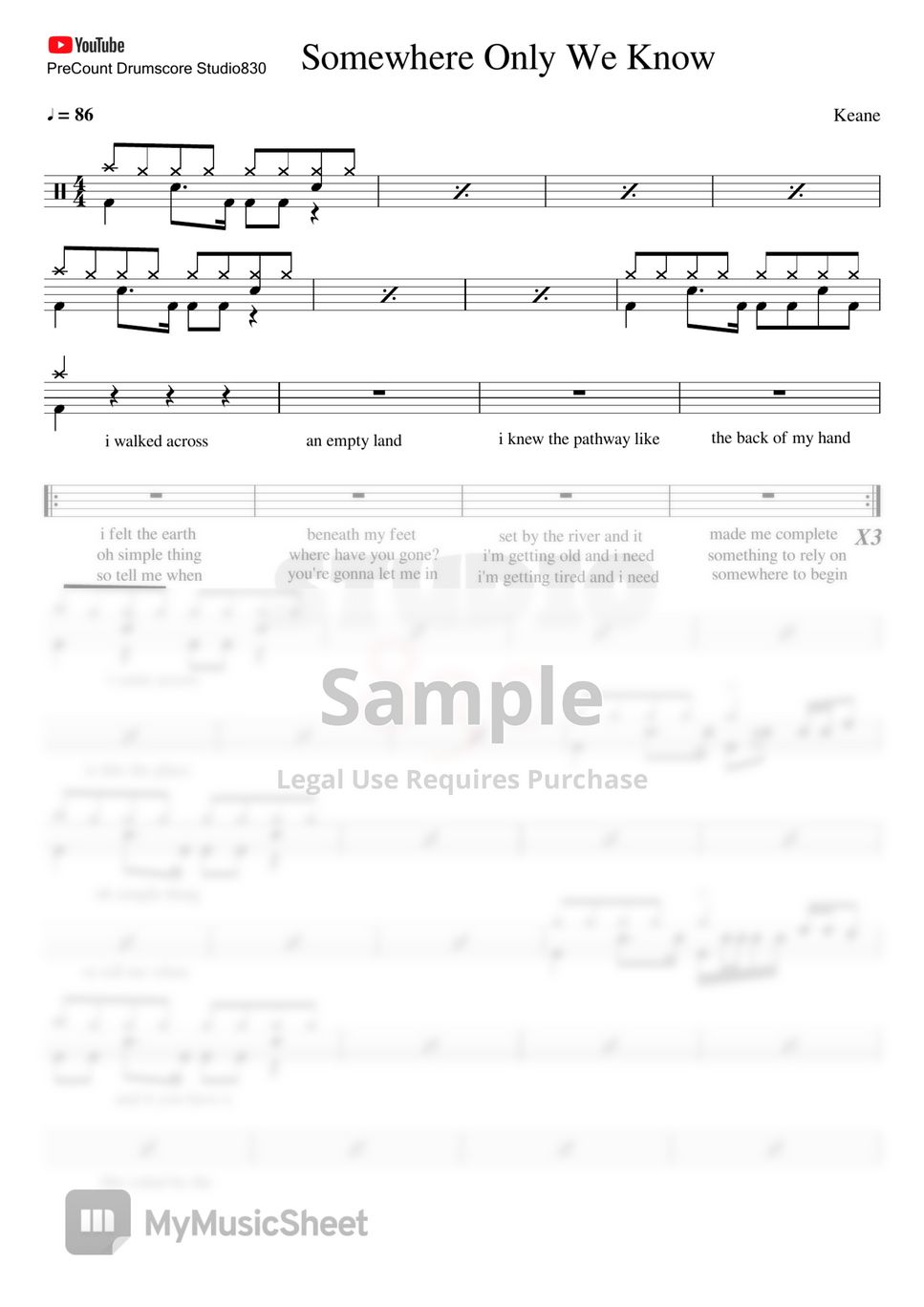 Keane - Somewhere_Only_We_Know Sheet by studio830