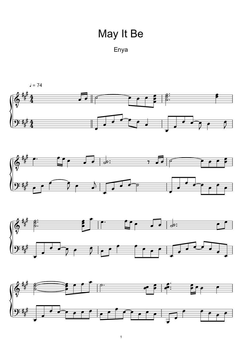 Enya - May It Be (The Lord of the Rings) (Sheet Music, MIDI,) by sayu