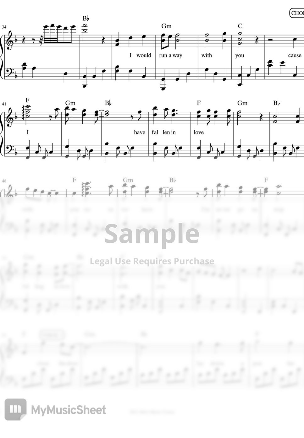 The Corrs Runaway (piano sheet music) Sheet by Mel's Music Corner