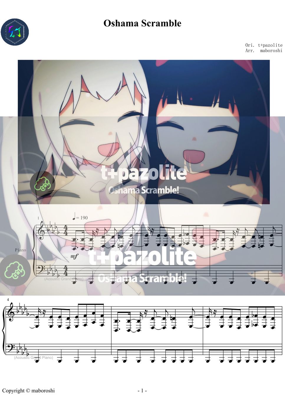 t+pazolite - 《Oshama Scramble!》 ｜ maimai人氣曲 / Piano version by maboroshi