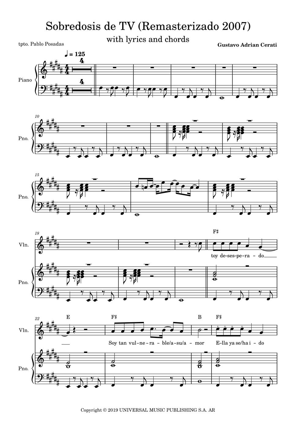 Soda Stereo - Sobredosis de tv (violin/voice and piano arrangement) by Thec P