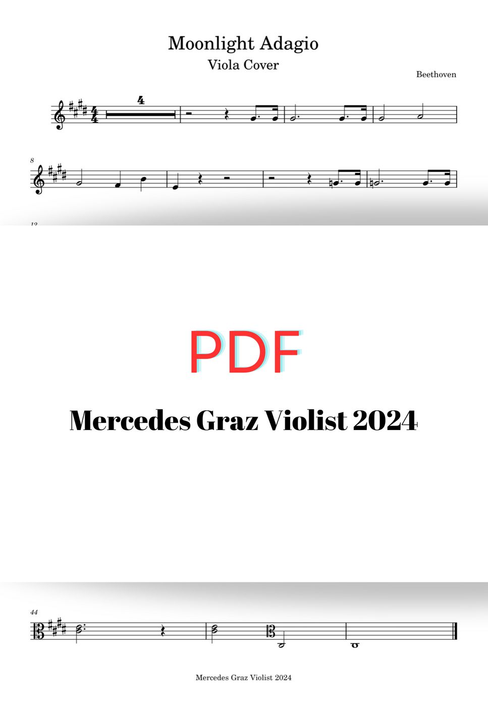 Ludwig van Beethoven - Moonlight Adagio (Viola and Piano) by Mercedes Graz