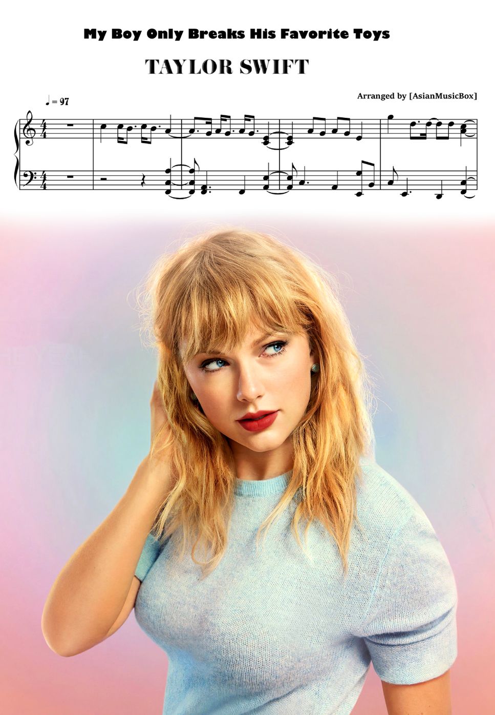 Taylor Swift - My Boy Only Breaks His Favorite Toys (Sheet, MIDI, MultiTracks & WAV) by AsianMusicBox