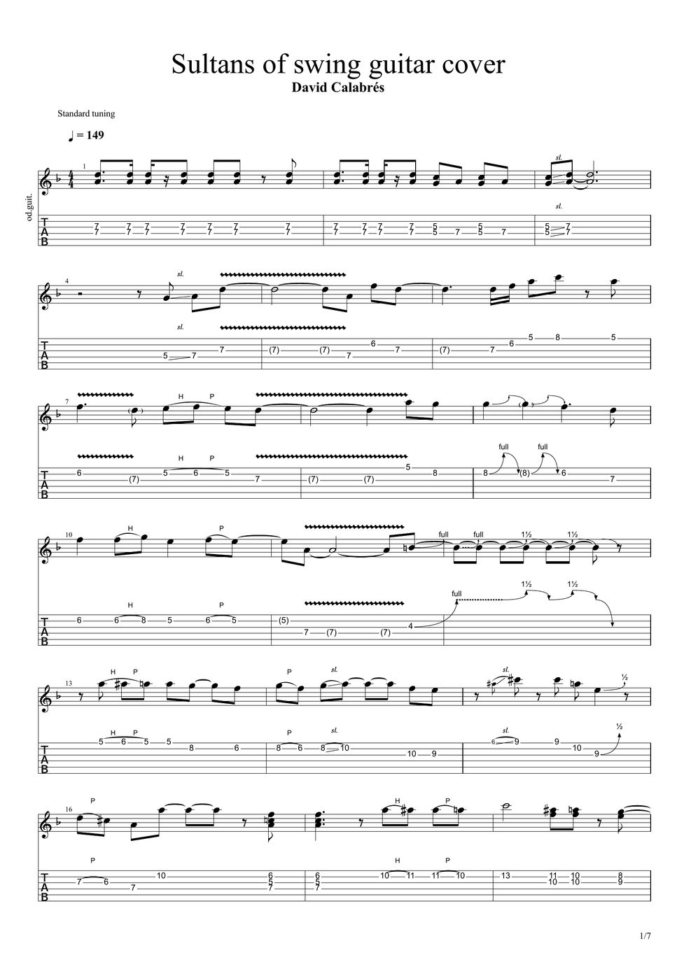 Dire Straits Sultans of Swing TAB by David Calabrés