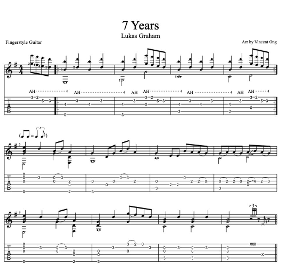 Lukas Graham - 7 Years (Guitar + 1pentagramma by Ong
