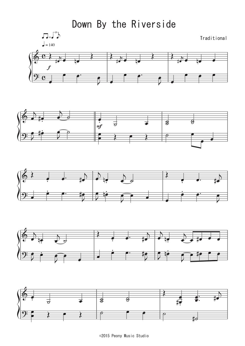 Traditional - Down By the Riverside (Jazz Ver.) ピアノ楽譜PDF